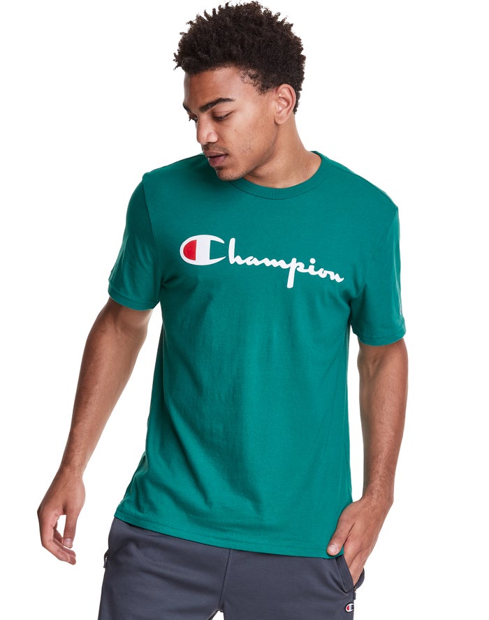 Champion Lightweight Script Logo Erkek Tişört Turkuaz ( COYLQJ328 )